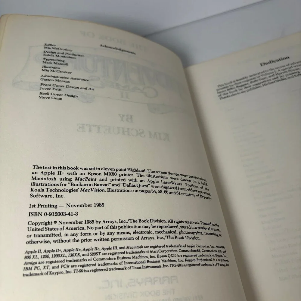 The Book of Adventure Games II by Kim R. Schuette 1st Printing 1985 Vintage